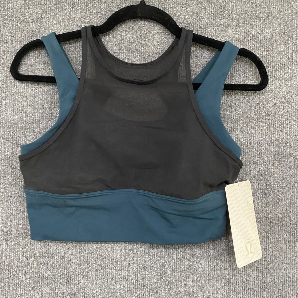 Lululemon Double Tap Bra II Submarine Black Mesh Long Line Sports Bra LW2AJYS 8